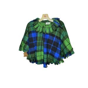 Irish bundles toddler girl, tartan plaid poncho sweater, size 2T